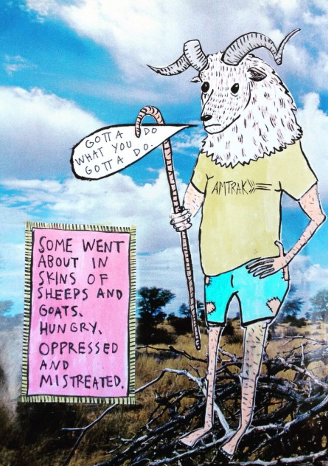 Hebrews 11:37b Bible Verse, Marker and Pen Illustration Print