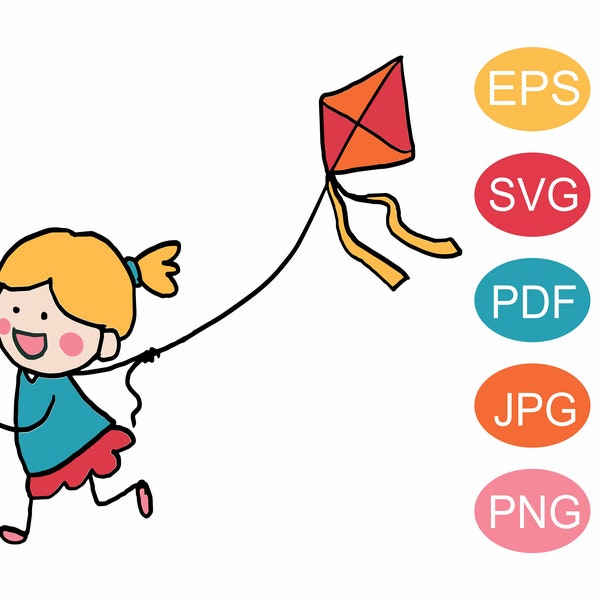 Stick Figure girl with kite, Stick People Svg, Stick Family Svg, Stick Figure Clipart, Stick Kids Svg, Stick Figures Svg, Stick Figure Art