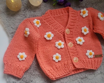 Strickjacke Baby Mädchen,gestrickte Cardican Pullover,geschenk idee,Handmade,Strick mit Blumen