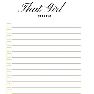 That Girl to do list