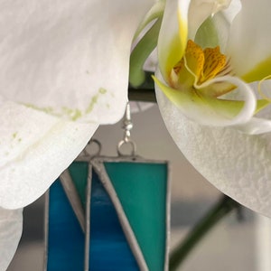 Stained Glass Earrings - Ocean Blue-Green