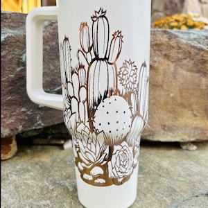 Copper Mirror/Cream Cactus & Succulents 40oz Tumbler