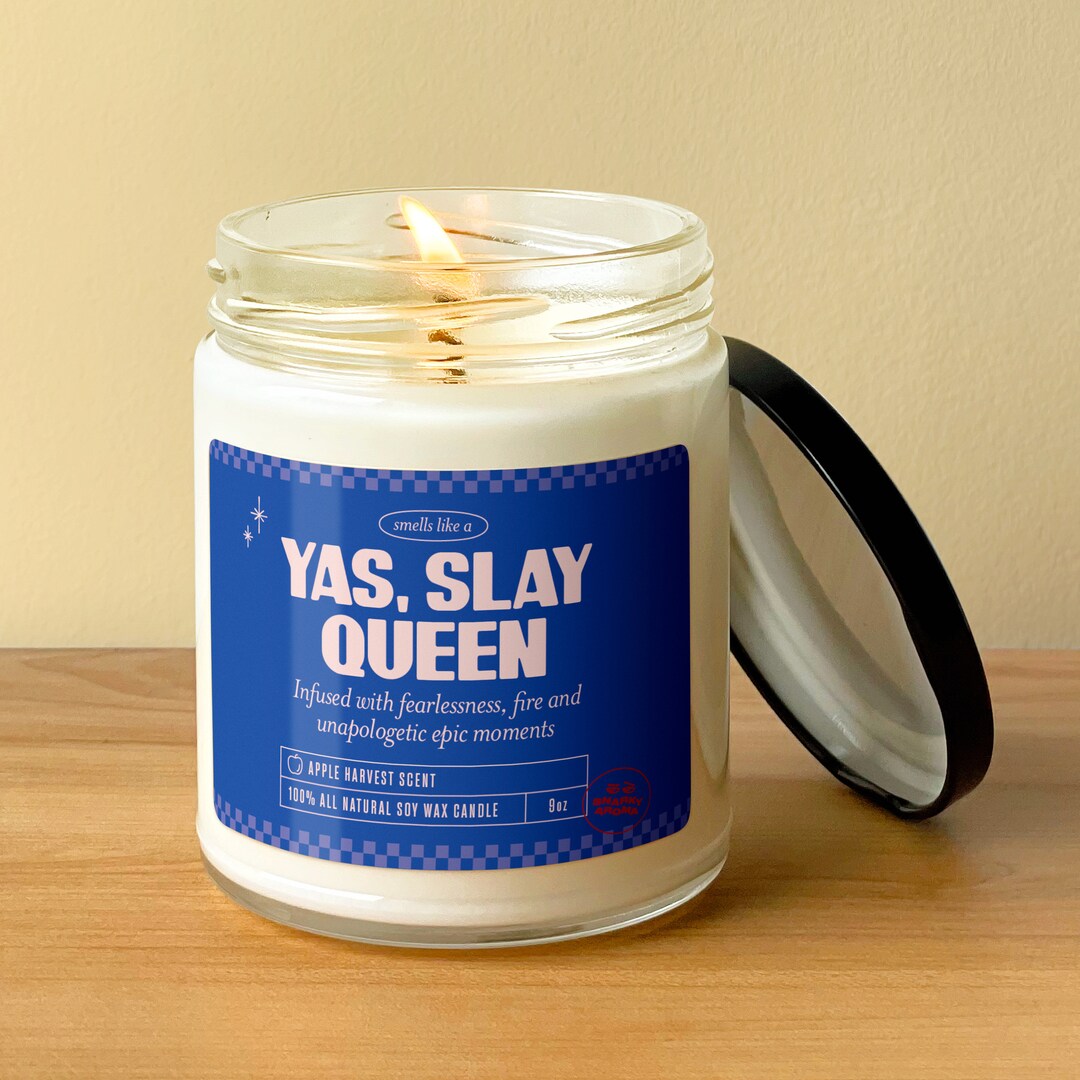 Yas Slay Queen Candle Gift in Blue Friendship Gift Funny Etsy