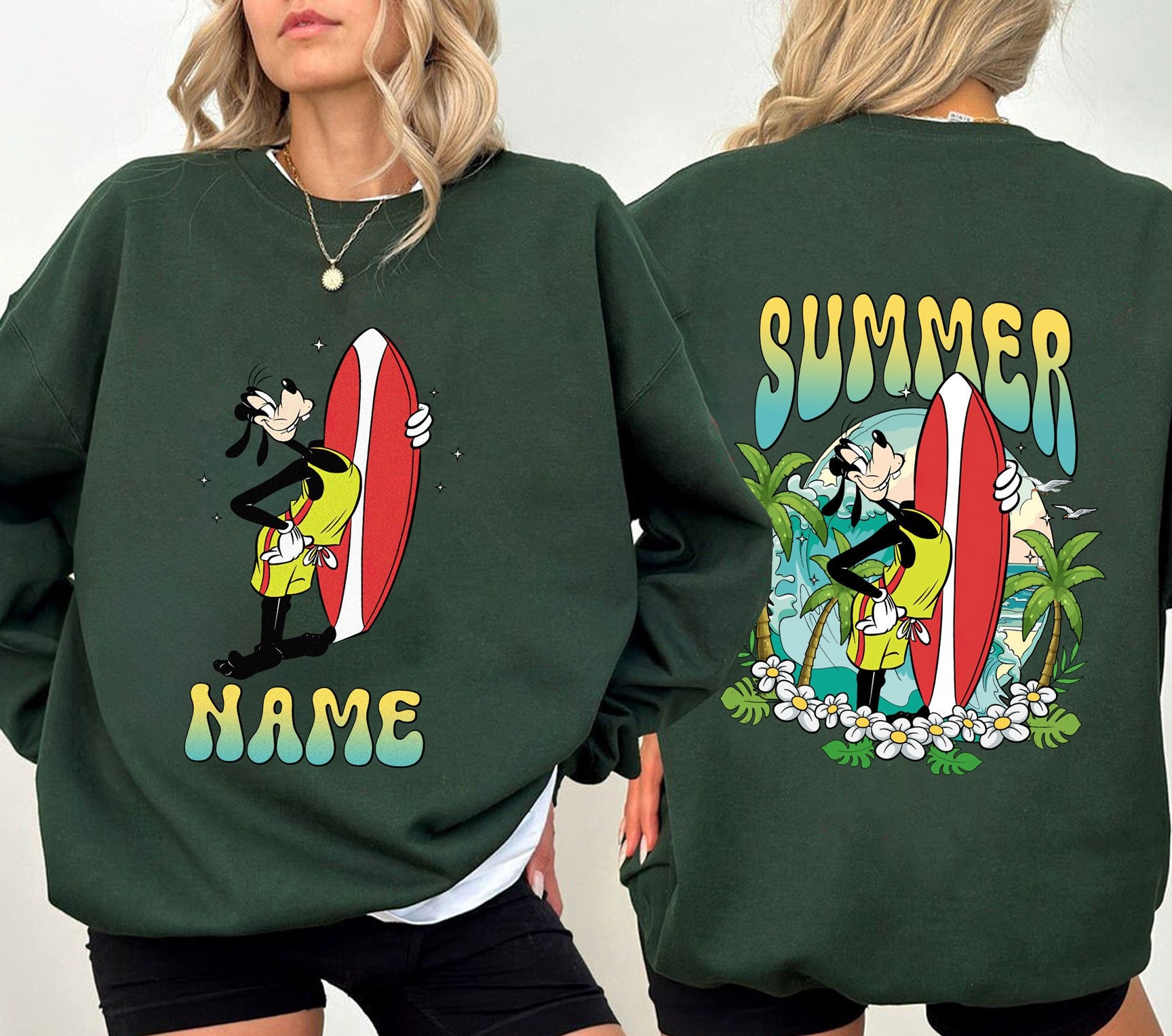 Discover Perrsonalized Goofy Dog Summer Vacation Double Sided Sweatshirt, Disneyworld Donald Beach