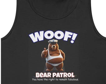 Tank Top Bear Patrol 'Woof!' Pride| Bearded Men LGBT Flag