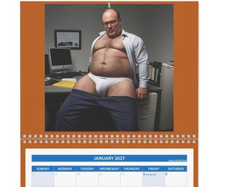 2027 Wall Calendar Chubby Businessmen in Briefs Beefcake | Humorous Pinup Office Monthly Planner