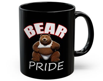 Bear Pride Mug | Black Ceramic Coffee Cup, Gay Men