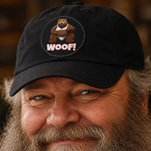 Czapka Dad Hat Gay Bear Pride Woof z naszywką ze skóry