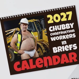 2027 Kalender Mollige Mannen Bouwvakker Slips Vet Oudere Oudere Hunks Beer Gay Cadeau Kantoorinrichting