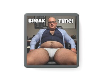 Porcelain Magnet Chubby Businessman in Briefs | Funny Hairy Boss Art