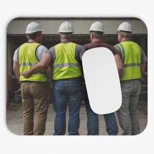Mouse Pad Fat Construction Workers Hunk Chubby Man Big Guy Lover Gift