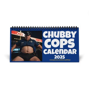 Chubby Cops Desktop Calendar (2025 grid) Hunks Fat Men