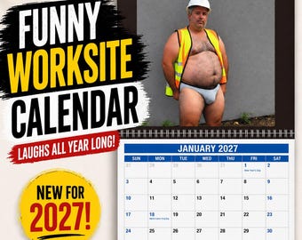 Funny Construction Worker Calendar 2027 Hunks – Hilarious Work Site Humor – Gag Gift for Coworker, Boss Gift, Funny Office Decor