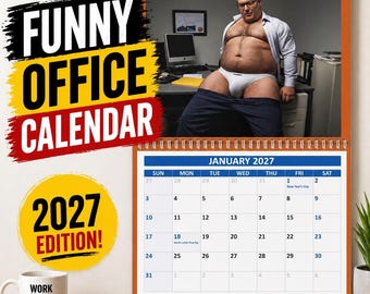 2027 Wall Calendar – Chubby Businessmen in Briefs – Beefcake Office Hunks – Funny Boss Gift for Him – Older Bear Men Pinup Calendar