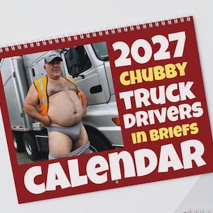 2027 Trucker Wandkalender Dikke Behaarde Mannen in Slipjes Gespierde Dikke Mannen Knappe Mannen Kantoorcadeau
