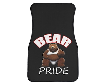 Non-slip Car Floor Mat Bear Pride graphic auto decor accessory | Black