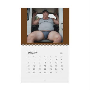 Chubby Truckers Wall Calendar 2025, Gay Bears Theme, Fat Men Driving Trucks, Hunk Drivers, LGBT Gift, Fun Wall Art, Unique Decor