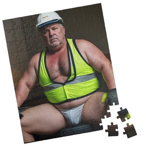 Chubby Construction Worker Puzzle (110, 252, 520, 1014-piece) Fat Guy at work
