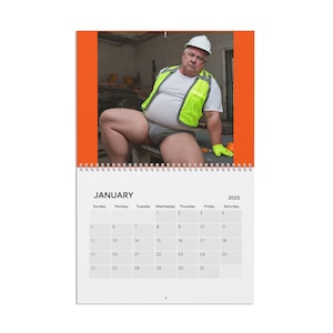 Hunk Chubby Construction Workers Wall Calendar (2025) Fat Guy Big Men