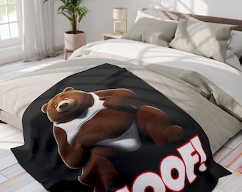 Arctic Fleece Blanket Bear in Underwear WOOF Cartoon Gay Pride | Funny LGBTQ+ Throw