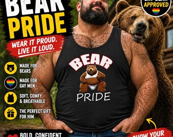 Bear Pride Tank Top – Gay Bear Shirt for Men – Funny LGBTQ Tank – Pride Outfit for Gay Men – Bear Community Gift – Summer Pride Wear