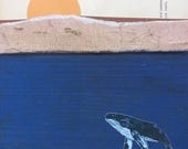 Collage original, lámina hecha a mano - BALLENA