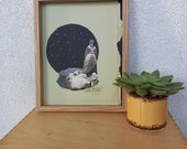 Collage original, lámina hecha a mano - LA NUIT