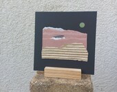 Arte de collage contemporáneo, obra única original, hecho a mano, minimalista, con soporte de madera