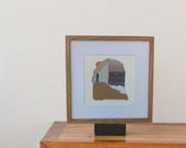 Arte de collage contemporáneo, obra única y original, hecho a mano, minimalista, día de surf en la playa SURFEROS
