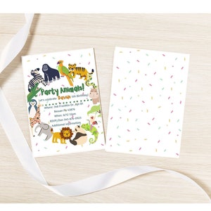 Zoo Party Animals Birthday invitation, Kids Birthday Invitation, Zoo Theme Birthday Invitation, Animal Birthday Invitation, Toddler Birthday