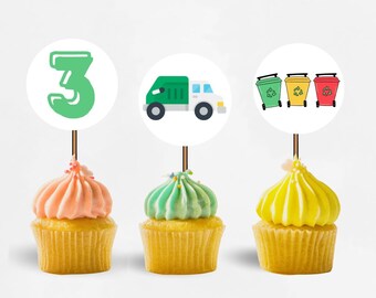 Müll Laster Geburtstag Cupcake Toppers Vorlage (Digitaler Download)
