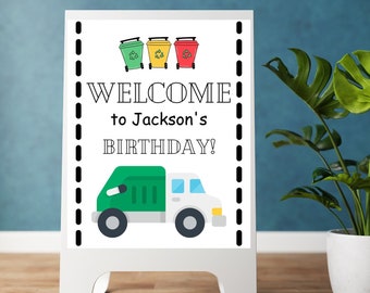 Mülltruck Geburtstag Willkommen Poster Vorlage (Digitaler Download)