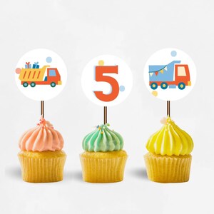 Construction Cupcake Topper Template Truck Cupcake Topper Construction Party Theme Boy Birthday Party Decor