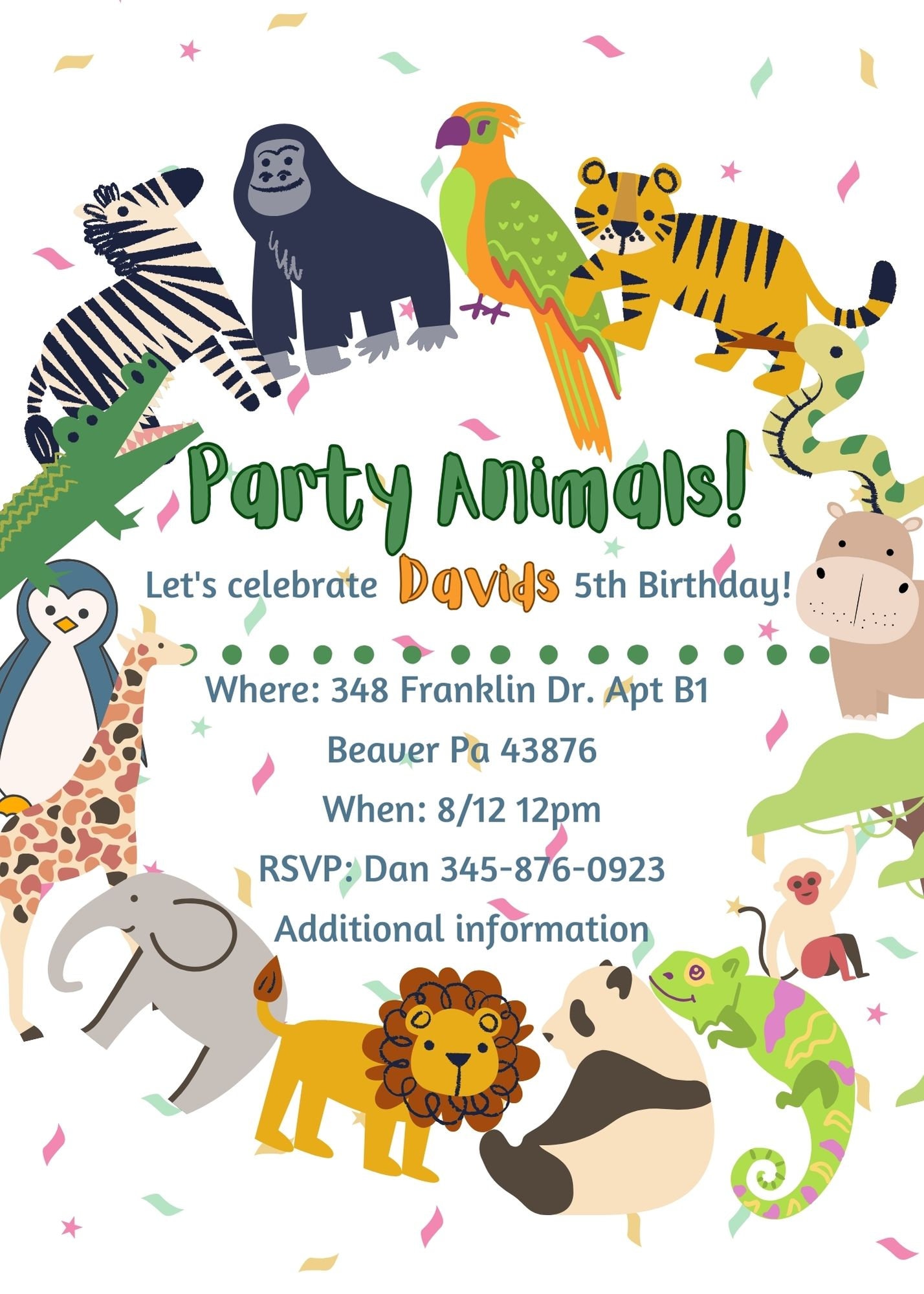 Zoo Animals Birthday Invitation, Kids Party (digital Download) - Etsy