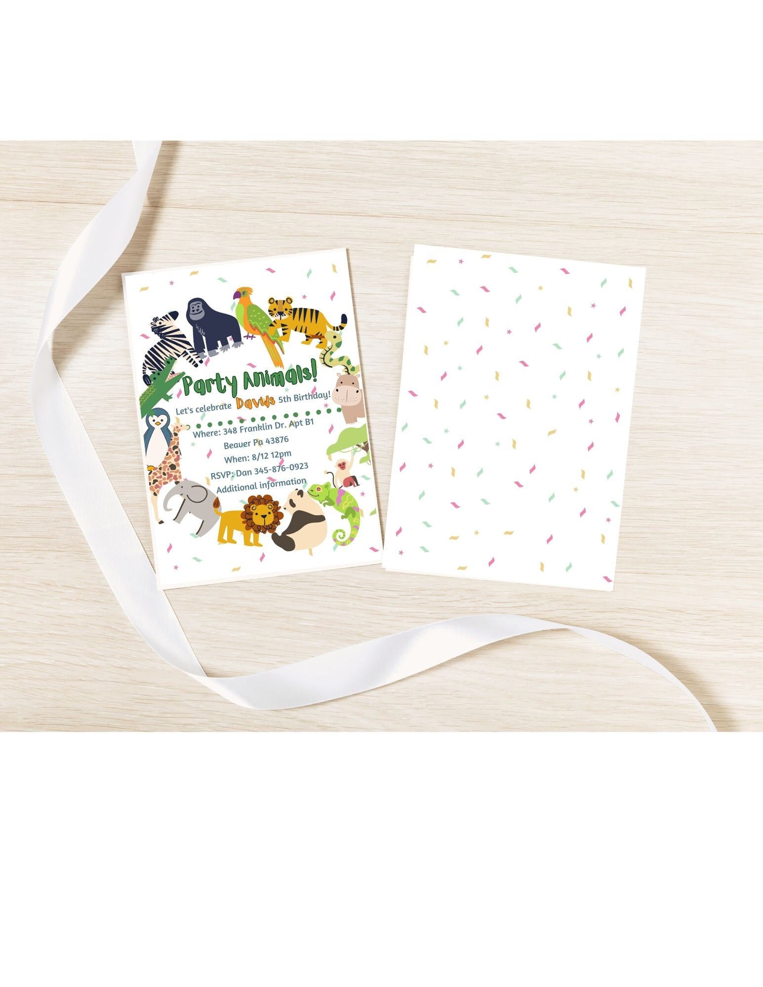 Zoo Animals Birthday Invitation, Kids Party (digital Download) - Etsy