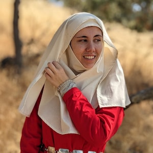 Unbleached Medieval Veil and Wimple Set for Reenactment and Nun Costume