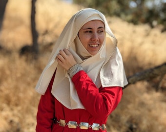 Voile et guimpe médiévaux pour reconstitution et costume