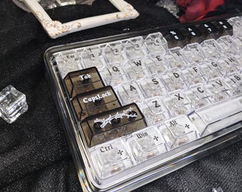 Dark Gothic Style Keycap Set, PC UV Print, Cherry Profile, 115 Keys