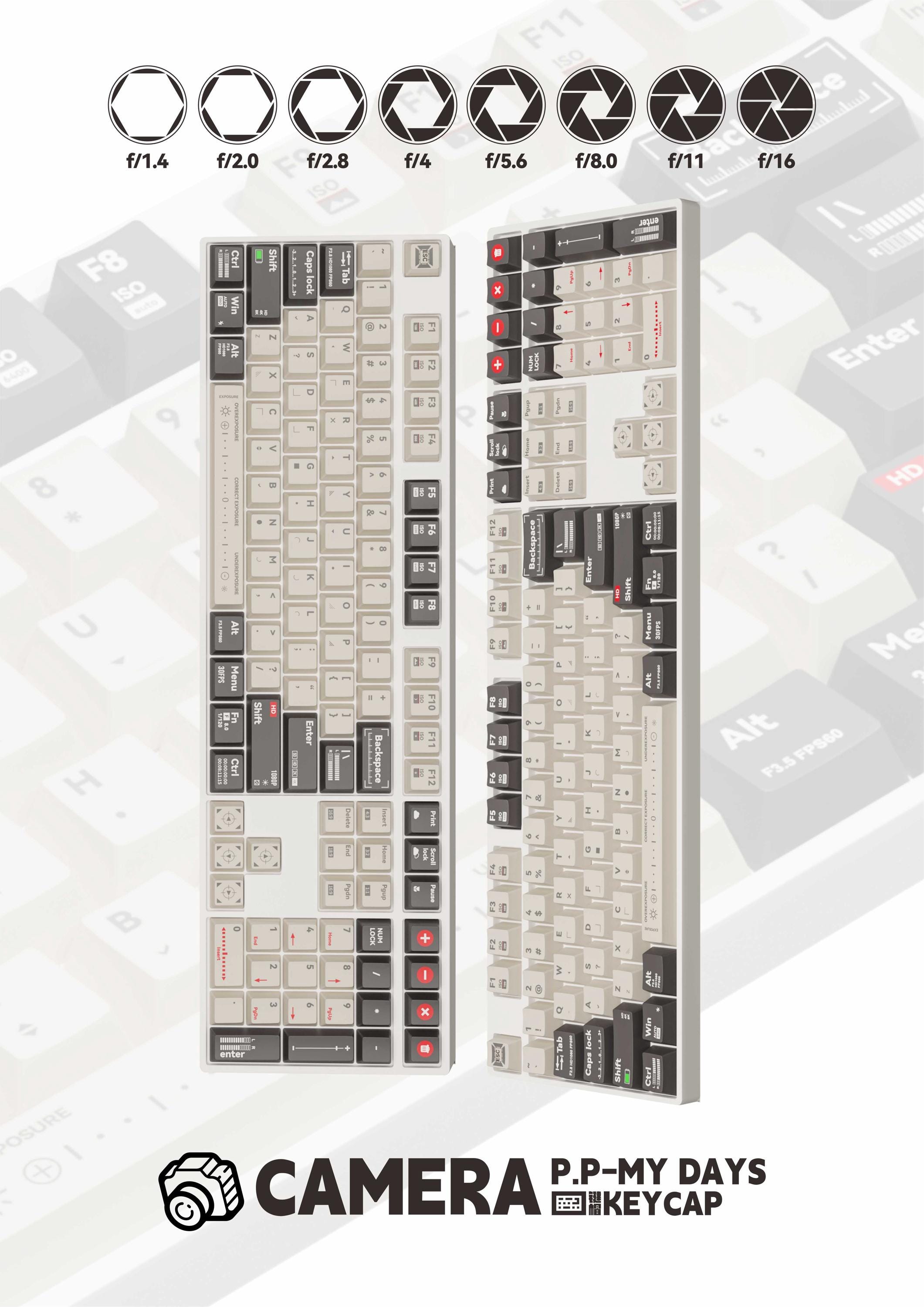 Camera PBT Keycaps Set, 144 Keys Profile Cherry for Mechanical Keyboard ...