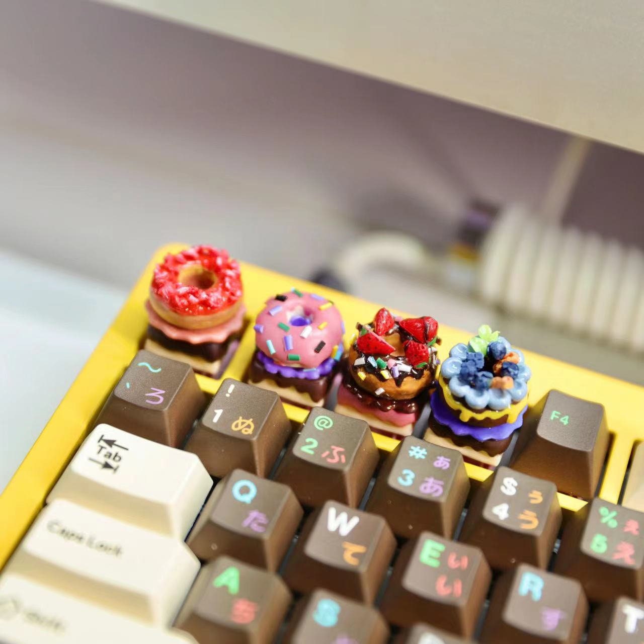 Layout R2 Donut Keyboard Customized Donut Artisan Keycap for Cherry MX Mechanical Gaming ...