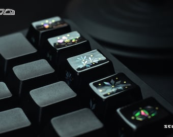 Artisan Keycap for Cherry MX Mechanical Keyboard: Modern Floral Design