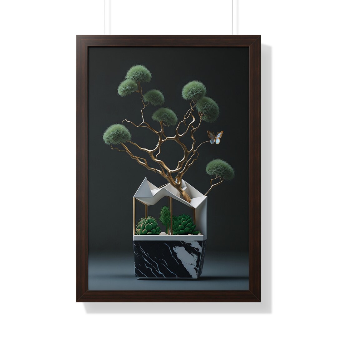 Modern Green Plant Wall Art Marble and Gold Wall Decor Etsy