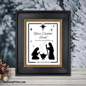 Affiche de la Nativité Modifiable Joie au monde Affiche de la Nativité Mary Joseph Enfant Jésus Nativité Image imprimable 8x10 Photo de la Nativité de Noël