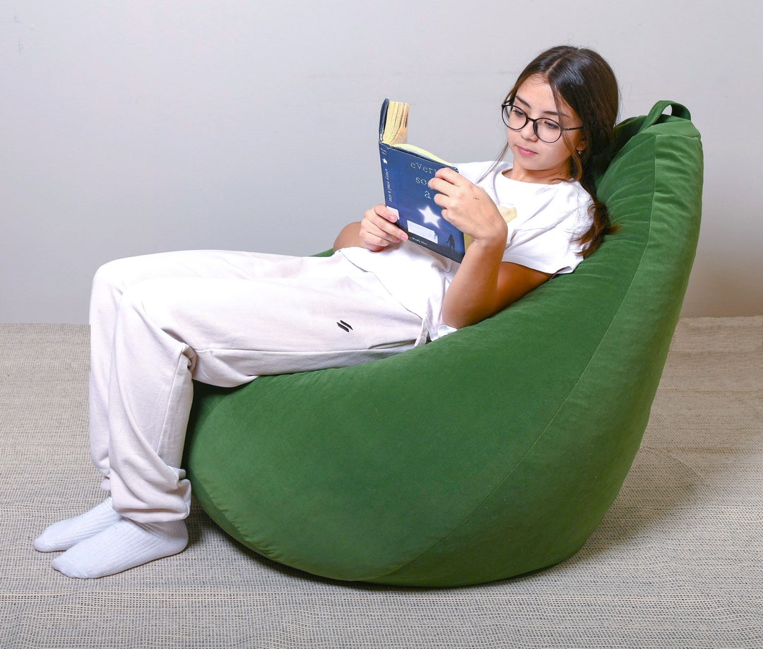 Bean Bag Chair for Adults, Teens, and Kids. Filled Bean Bag. Safety