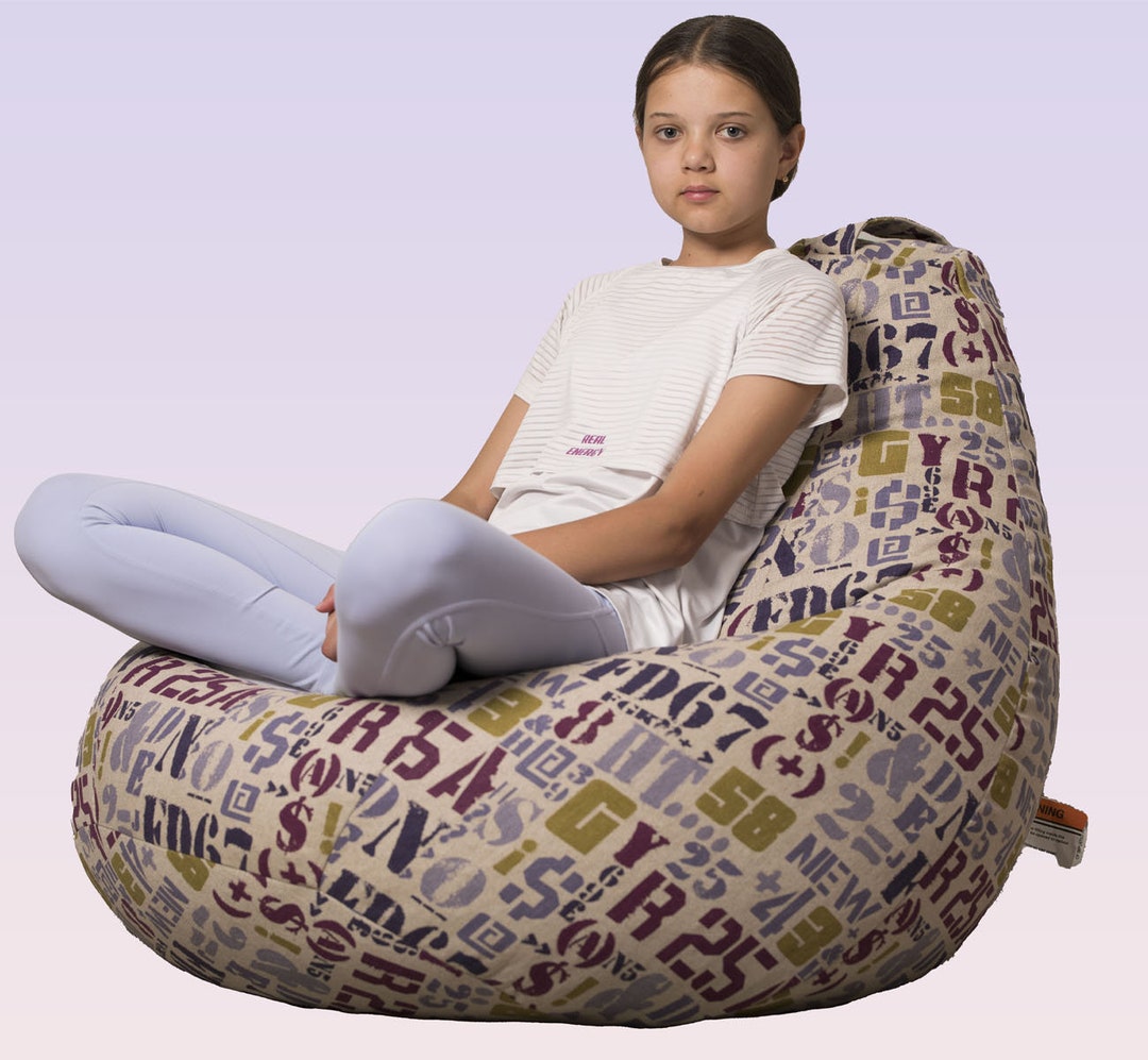 Bean Bag Chair for Adults, Teens, and Kids. Filled Bean Bag. Safety