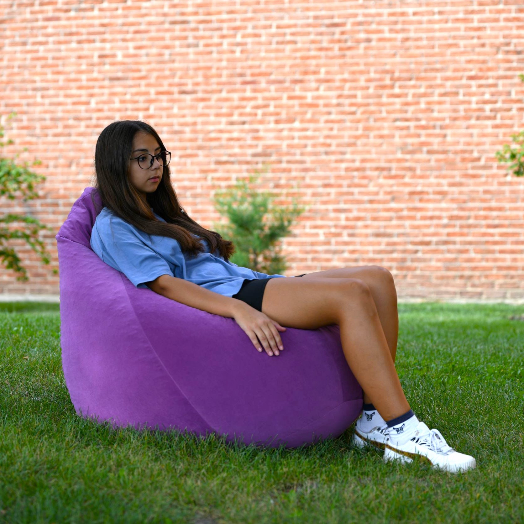 Bean Bag Chair for Adults, Teens, and Kids. Filled Bean Bag. Safety