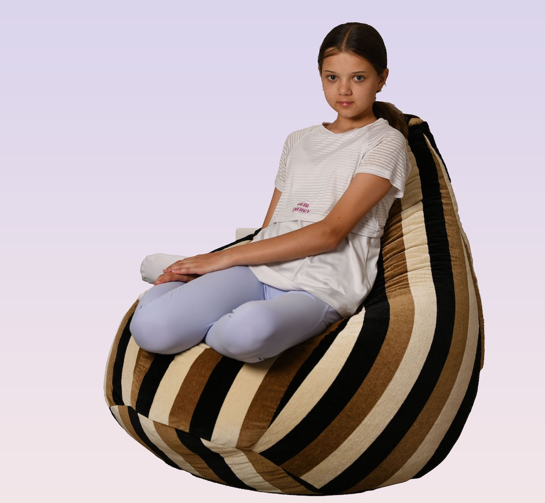 Bean Bag Chair for Adults, Teens, and Kids. Filled Bean Bag. Safety