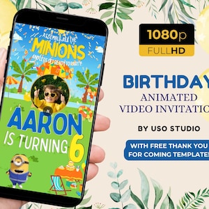 Minions Editable Invitation, Minions Birthday Invitation, Minions Animated Evite, Cute Minions Invite, Despicable Me Birthday Celebration