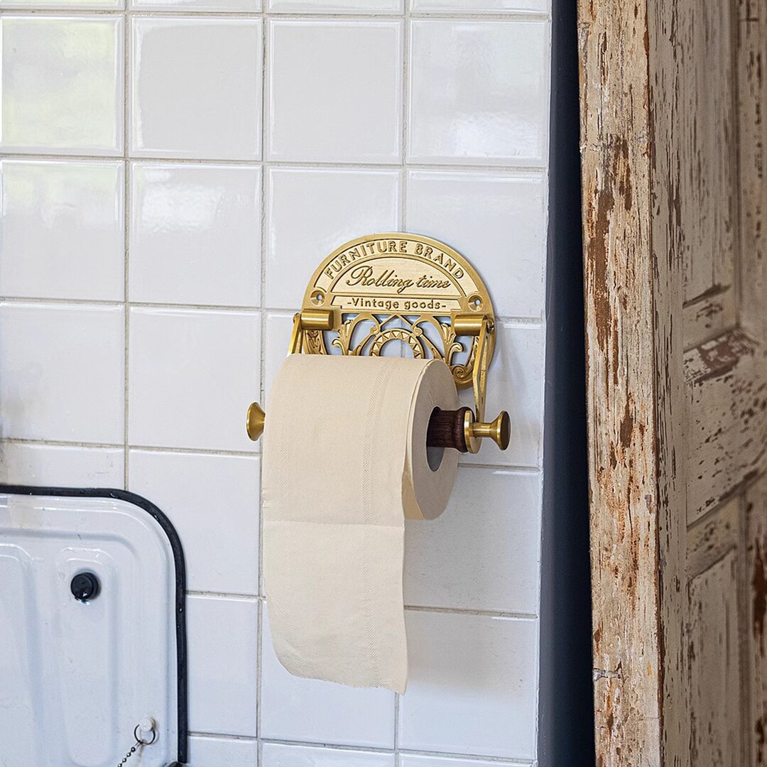 Brass Tissue Holder Vintage Toilet Paper Holder Bathroom Etsy