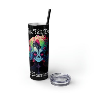 Frankenstein - Mrs. Tall, Dark, & Scaresome, Skinny Tumbler with Straw, 20oz